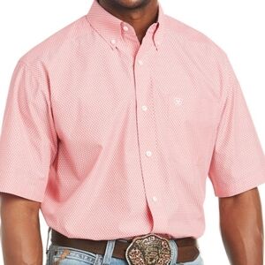 Ariat Pro Series Bruno Stretch Classic Ariat Men's Pink Short Sleeve Shirt. Elev